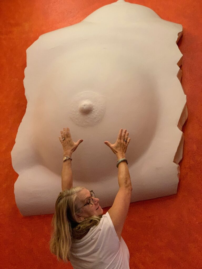 Beth with Breast sculpture